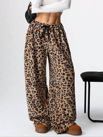 Leopard Wide Leg Plush Pants for a perfect OOTD – dress to impress outfits from Amexza