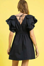 Umgee Double Ruffle Sleeve Fit and Flare Dress