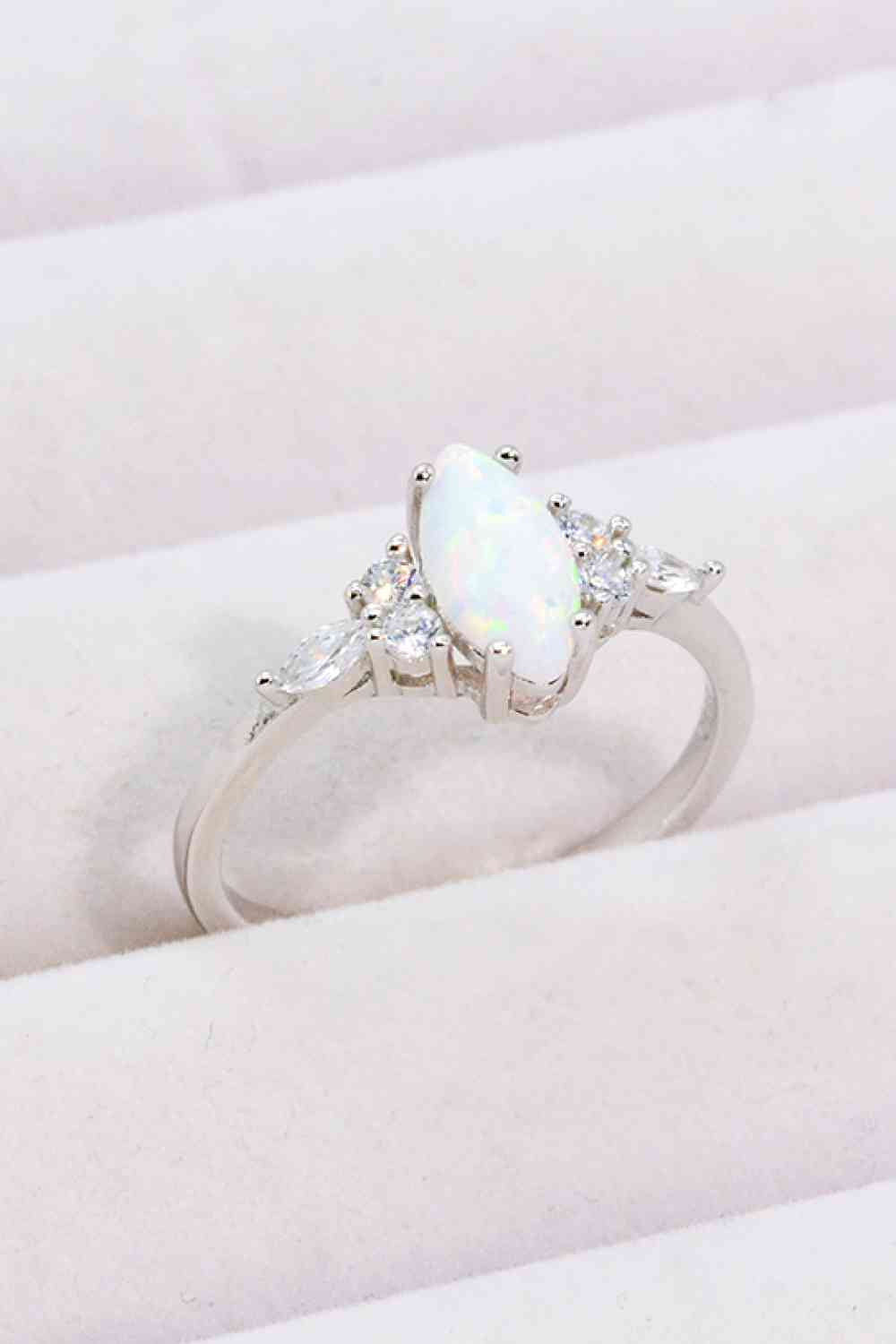 Opal and Zircon Platinum-Plated Ring for a perfect OOTD – dress to impress outfits from Amexza