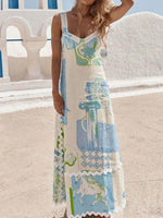 Tied Back Printed Maxi Dress