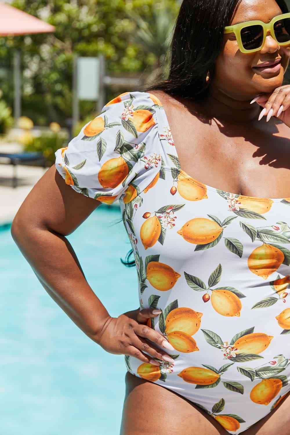 Marina West Swim Salty Air Puff Sleeve One-Piece in Citrus Orange for a perfect OOTD – dress to impress outfits from Amexza