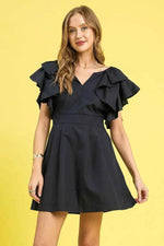 Umgee Double Ruffle Sleeve Fit and Flare Dress