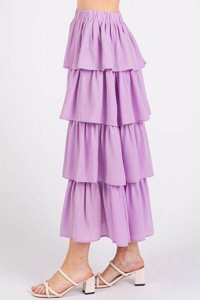 Mittoshop Chiffon Ruffle Layer Elastic Waist Midi Skirt for a perfect OOTD – dress to impress outfits from Amexza