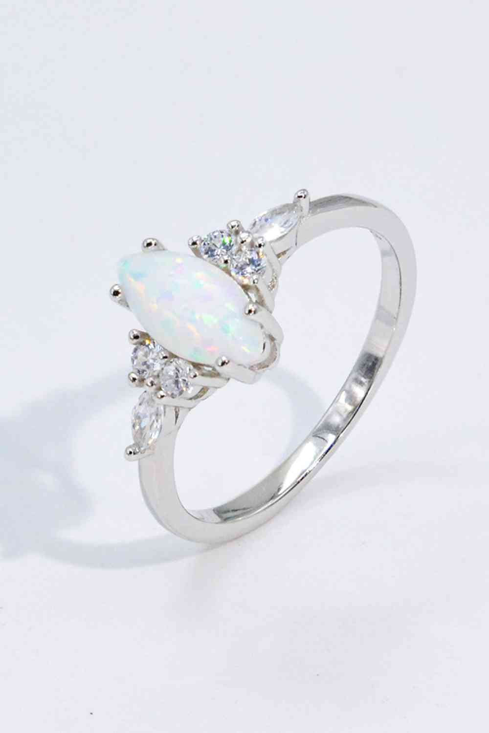 Opal and Zircon Platinum-Plated Ring for a perfect OOTD – dress to impress outfits from Amexza