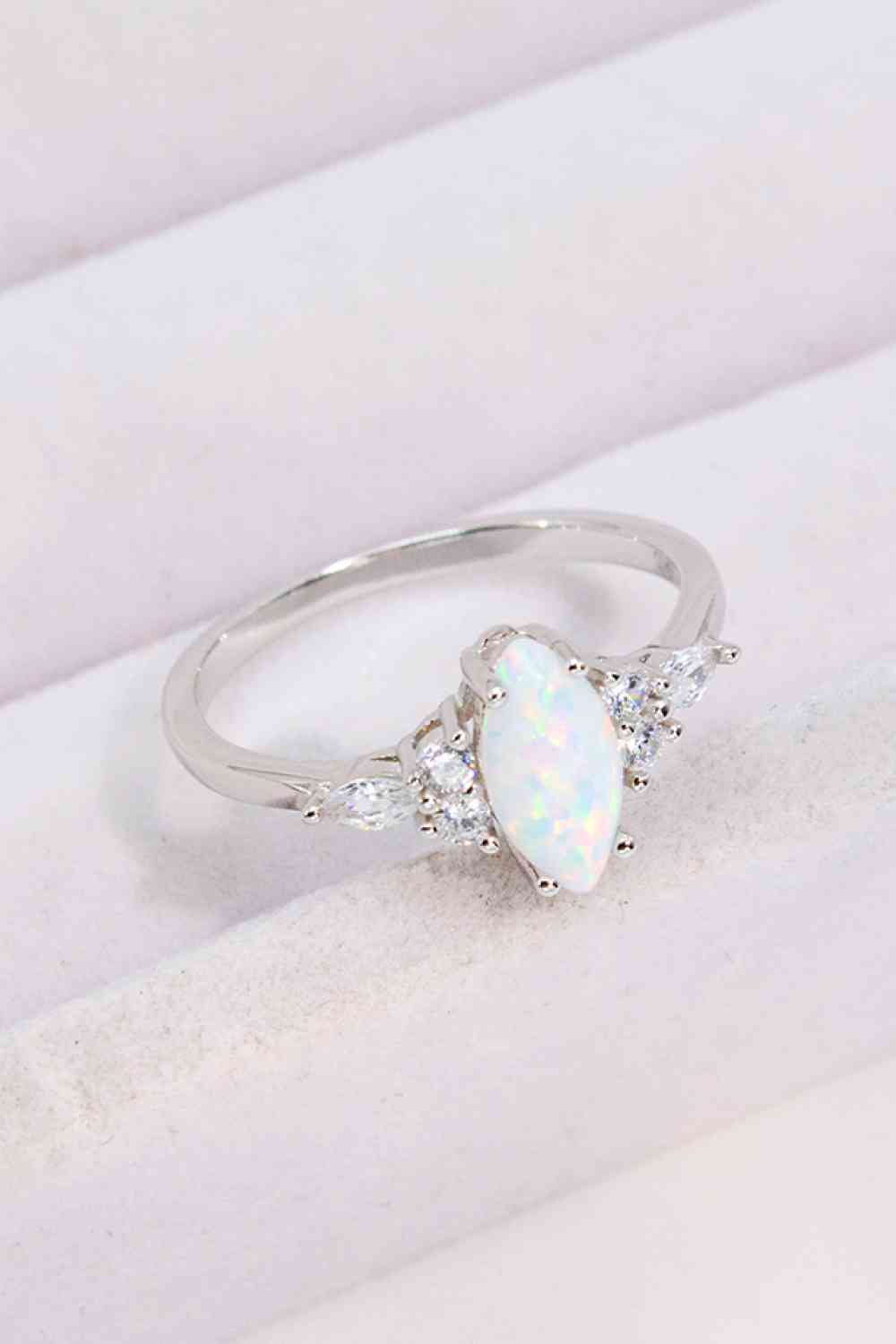 Opal and Zircon Platinum-Plated Ring for a perfect OOTD – dress to impress outfits from Amexza