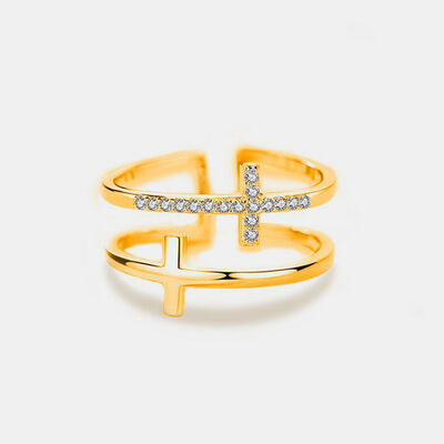 925 Sterling Silver Inland Zircon Cross Ring Gold 7 for a perfect OOTD – dress to impress outfits from Amexza