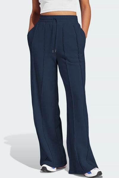 Drawstring Wide Leg Active Pants Dark Navy for a perfect OOTD – dress to impress outfits from Amexza