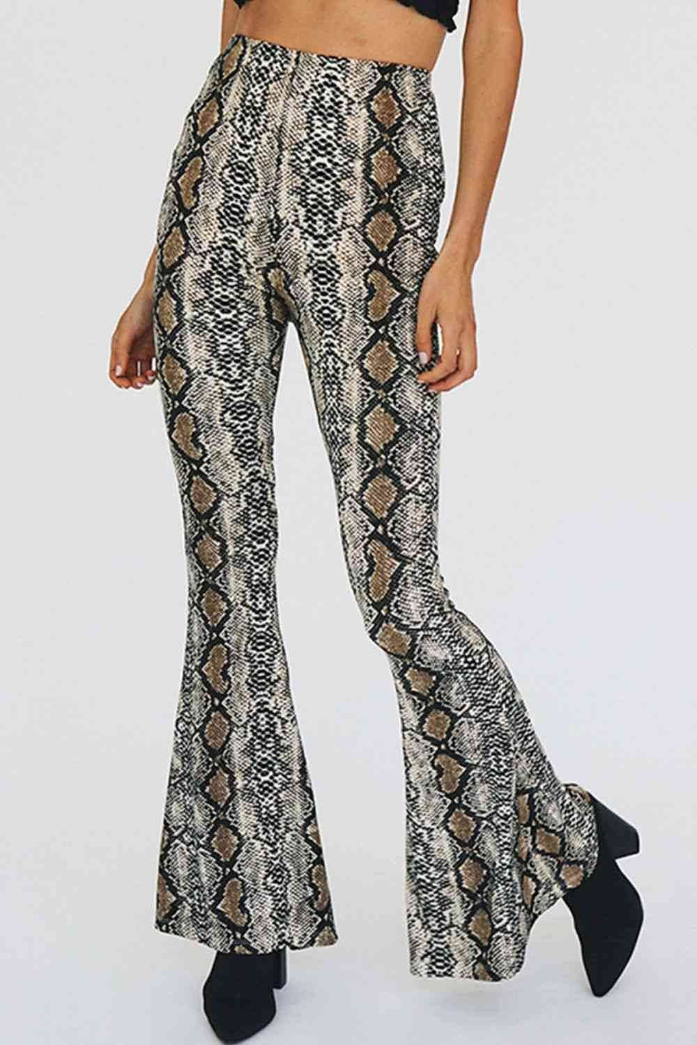 Snakeskin Print Flare Pants for a perfect OOTD – dress to impress outfits from Amexza