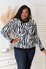 Heimish Full Size Zebra Print Sweater for a perfect OOTD – dress to impress outfits from Amexza