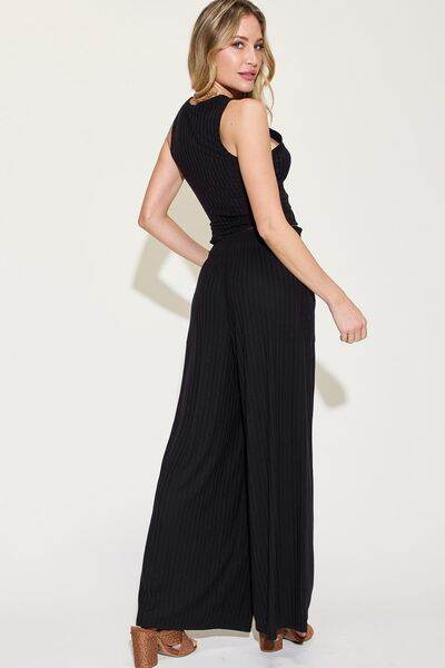 Basic Bae Full Size Ribbed Tank and Wide Leg Pants Set for a perfect OOTD – dress to impress outfits from Amexza