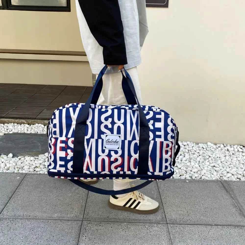 Oxford Cloth Printed Travel Bag Navy One Size for a perfect OOTD – dress to impress outfits from Amexza