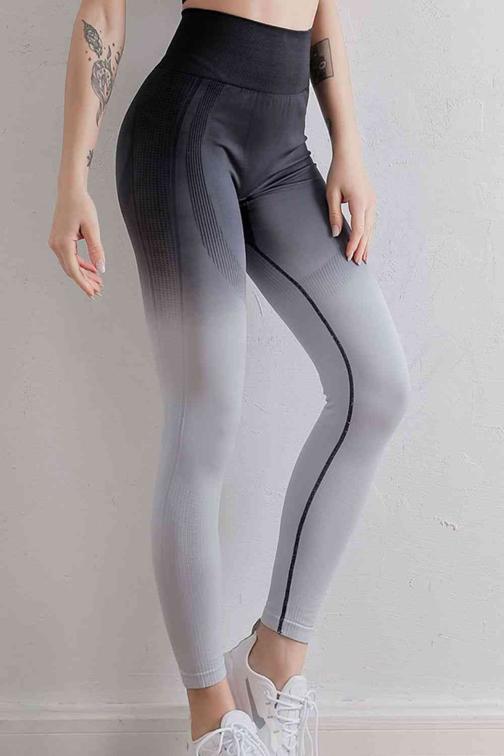 Gradient High Waist Sports Leggings Black White for a perfect OOTD – dress to impress outfits from Amexza