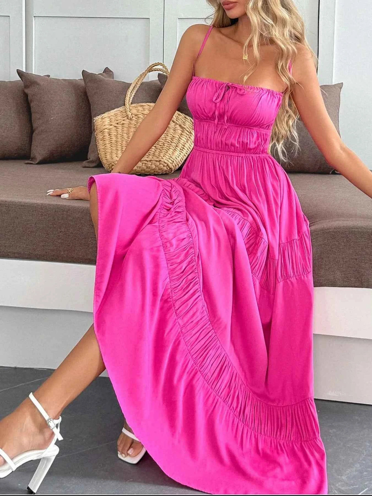 Tie Back Tiered Maxi Cami Dress
