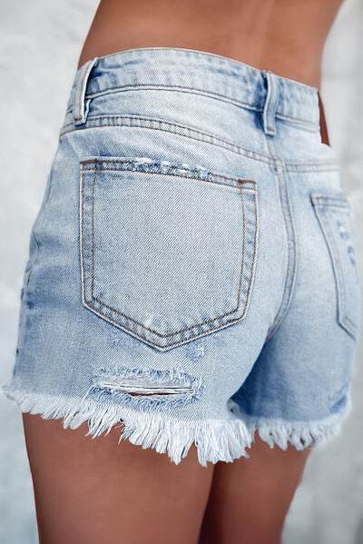 Distressed Raw Hem Denim Shorts for a perfect OOTD – dress to impress outfits from Amexza