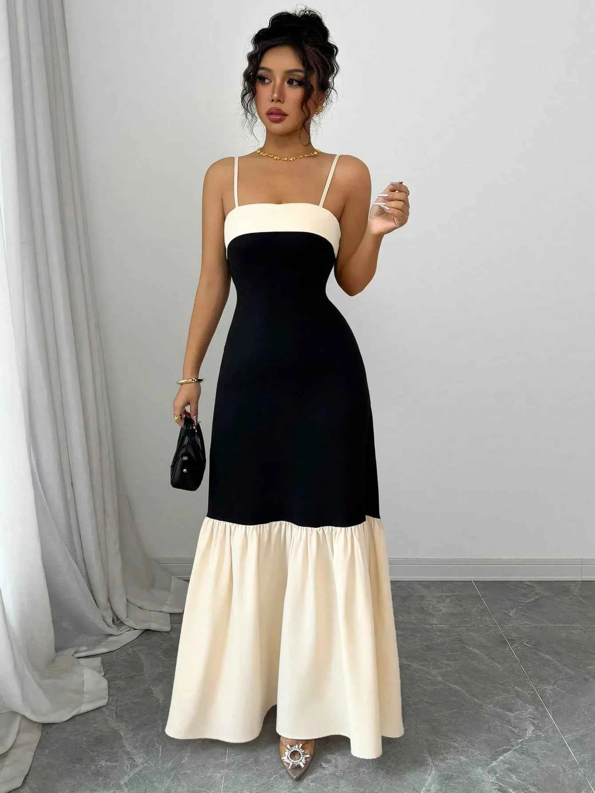 Color Block Maxi Cami Dress