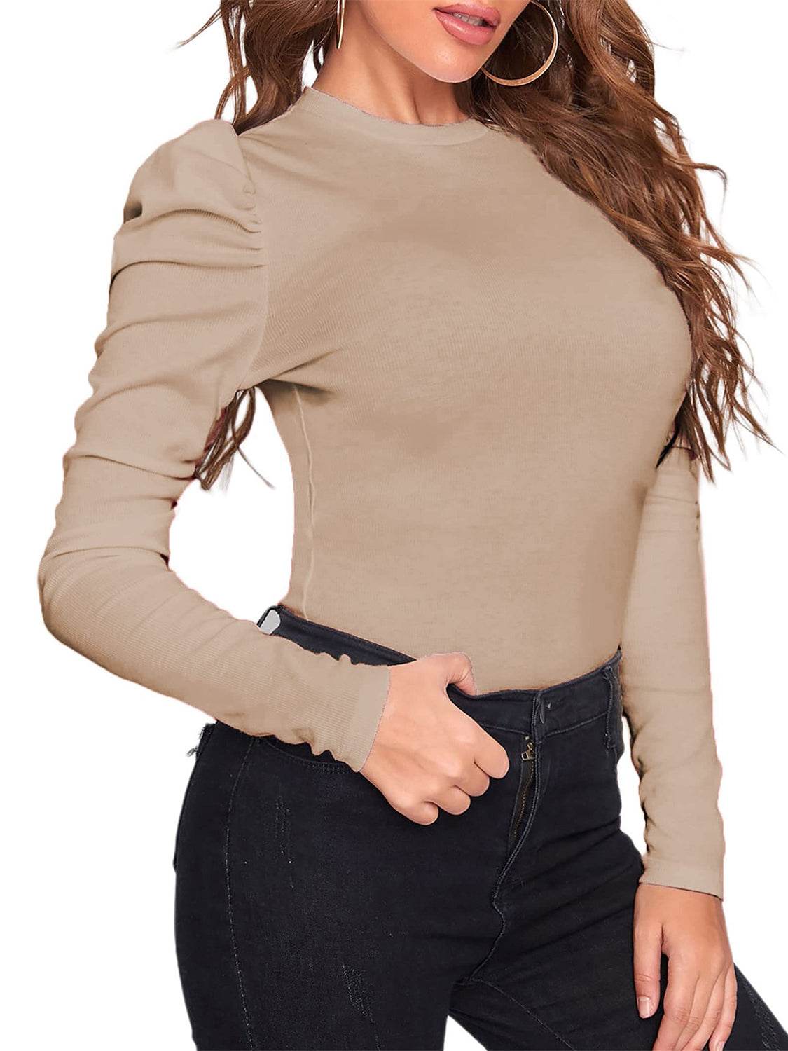 Round Neck Leg-Of-Mutton Sleeve Top for a perfect OOTD – dress to impress outfits from Amexza