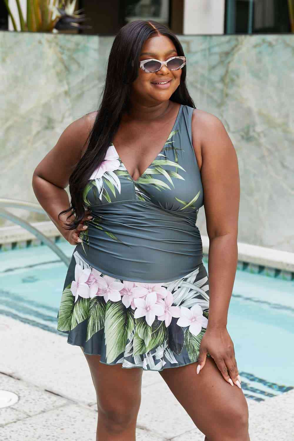 Marina West Swim Full Size Clear Waters Swim Dress in Aloha Forest for a perfect OOTD – dress to impress outfits from Amexza