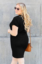 Basic Bae Bamboo Full Size Round Neck Short Sleeve Dress with Pockets for a perfect OOTD – dress to impress outfits from Amexza