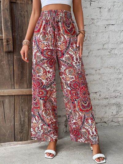 Printed Wide Leg Pants Deep Red for a perfect OOTD – dress to impress outfits from Amexza