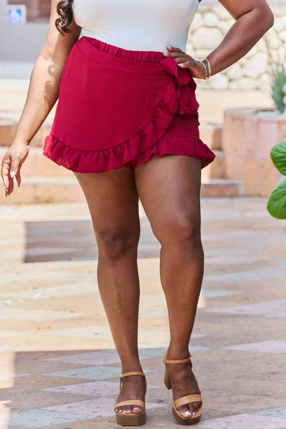 GeeGee Remember Me Plus Size Ruffled Hem Skort - Amexza