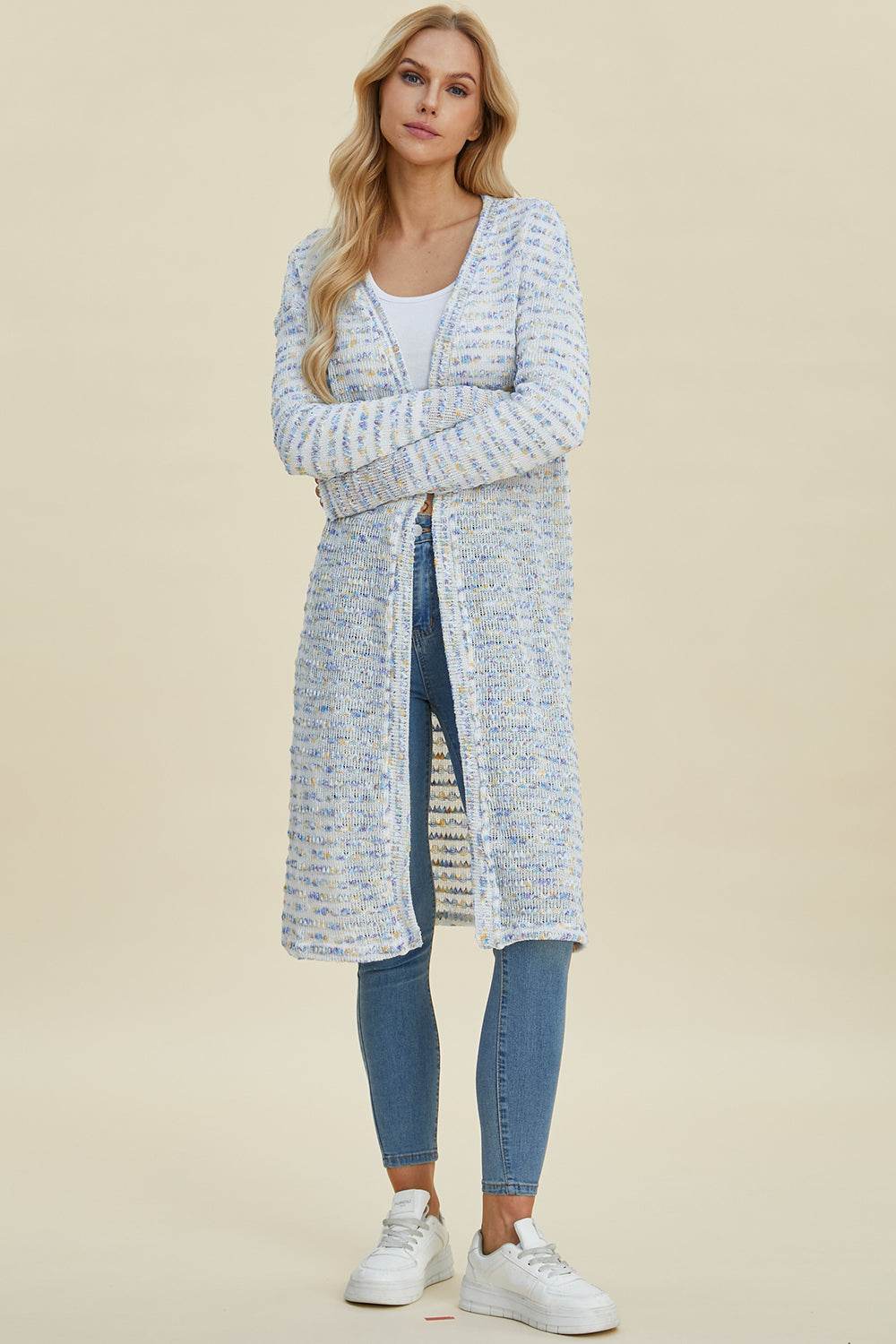 Double Take Full Size Open Front Longline Cardigan for a perfect OOTD – dress to impress outfits from Amexza