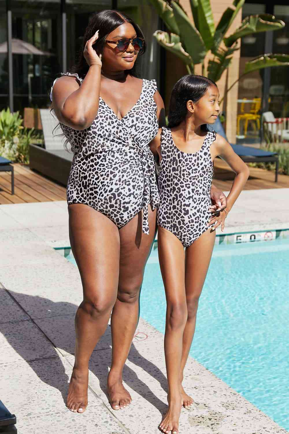 Marina West Swim Full Size Float On Ruffle Faux Wrap One-Piece in Cat Leopard for a perfect OOTD – dress to impress outfits from Amexza