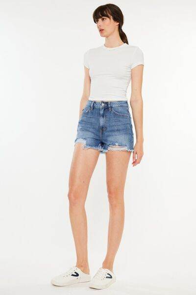 Kancan Distressed Raw Hem High Waist Denim Shorts for a perfect OOTD – dress to impress outfits from Amexza