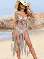 Fringe Spaghetti Strap Cover-Up Gray One Size for a perfect OOTD – dress to impress outfits from Amexza