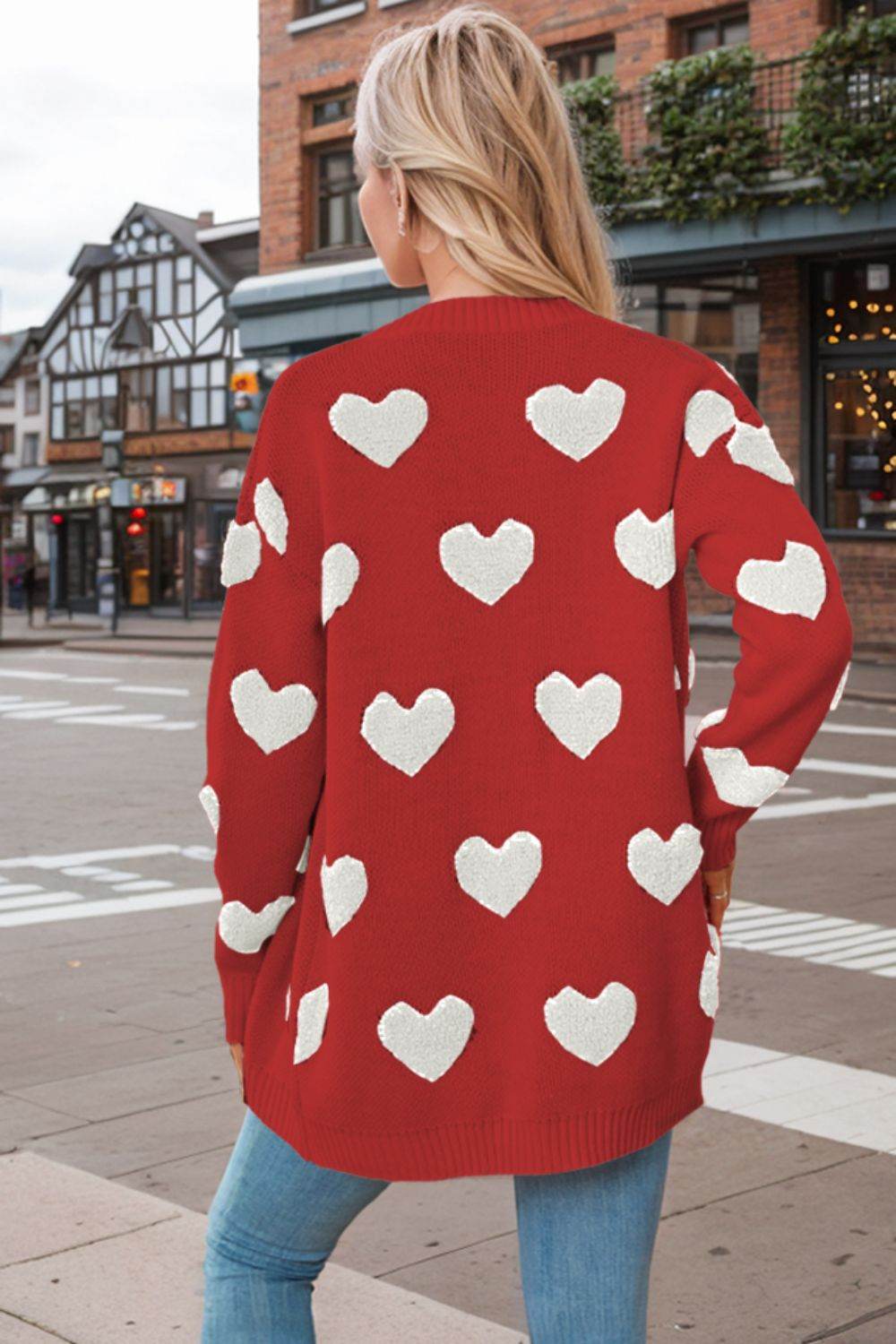 Heart Button Down Long Sleeve Cardigan for a perfect OOTD – dress to impress outfits from Amexza