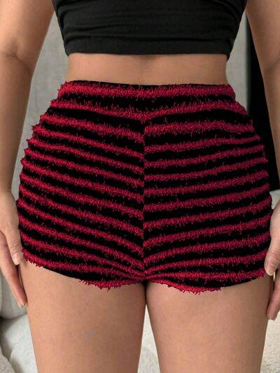 Striped High Waist Shorts - Amexza