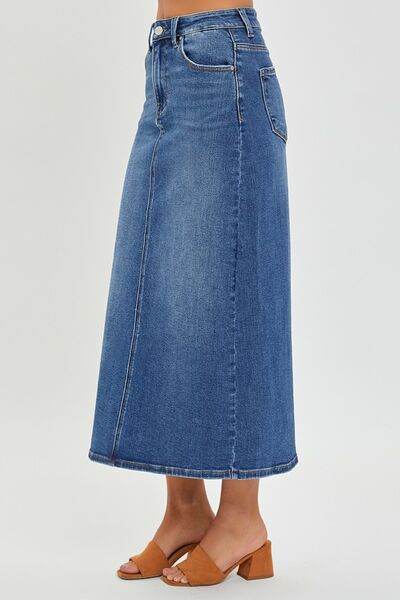 RISEN High Rise Back Slit Denim Skirt for a perfect OOTD – dress to impress outfits from Amexza