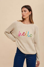 Annie Wear HELLO Embroidered Raglan Sleeve Sweater for a perfect OOTD – dress to impress outfits from Amexza