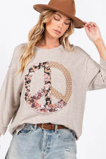 SAGE + FIG Floral Peace Patch Round Neck Top - Amexza
