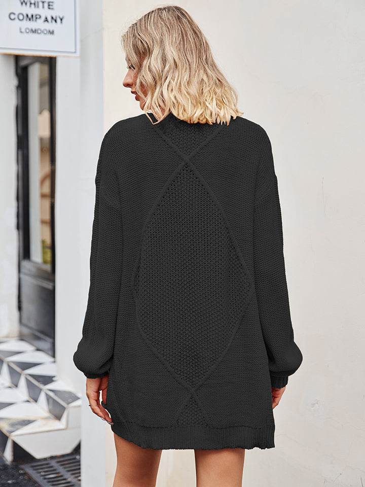 Cable-Knit Long Sleeve Cardigan for a perfect OOTD – dress to impress outfits from Amexza