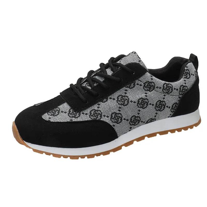 Floral Contrast Round Toe Sneakers Black for a perfect OOTD – dress to impress outfits from Amexza