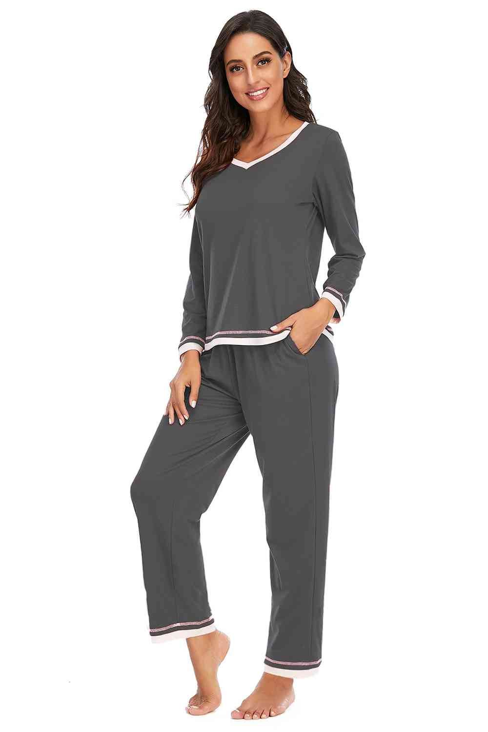 V-Neck Top and Pants Lounge Set for a perfect OOTD – dress to impress outfits from Amexza