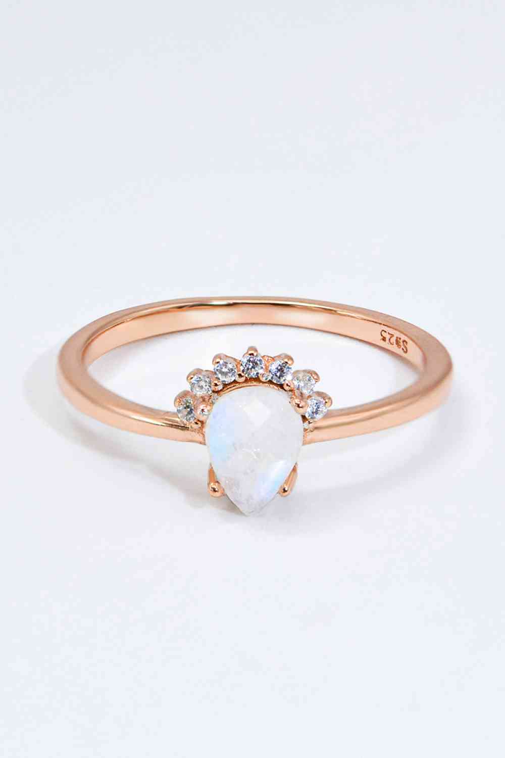 18K Rose Gold-Plated Pear Shape Natural Moonstone Ring Rose Gold for a perfect OOTD – dress to impress outfits from Amexza