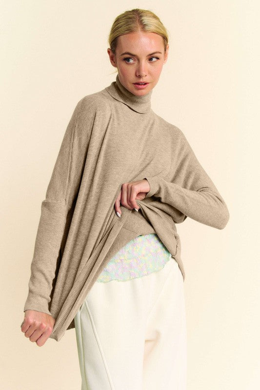 Davi & Dani Turtleneck Long Sleeve Knit Top