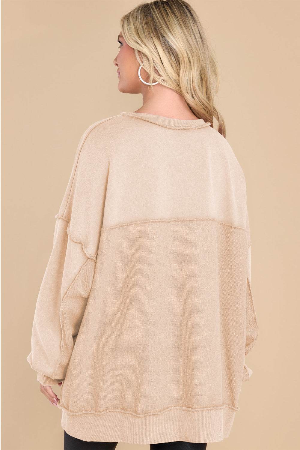 Exposed Seam Long Sleeve Sweatshirt for a perfect OOTD – dress to impress outfits from Amexza