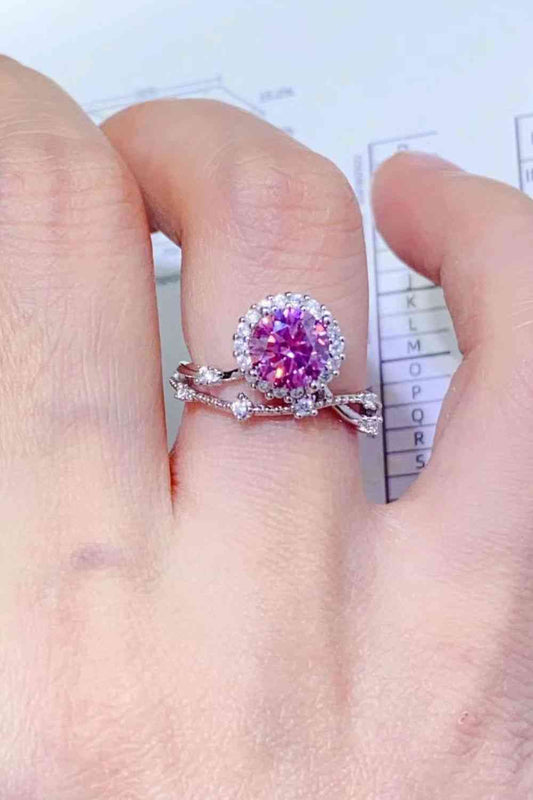 1 Carat Moissanite 925 Sterling Silver Ring Pink for a perfect OOTD – dress to impress outfits from Amexza