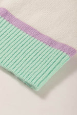 Contrast Striped Round Neck Drop Shoulder Sweater for a perfect OOTD – dress to impress outfits from Amexza