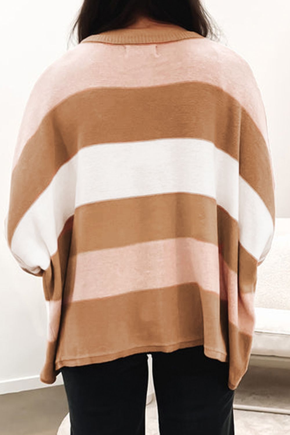 Striped Round Neck Long Sleeve Sweater for a perfect OOTD – dress to impress outfits from Amexza