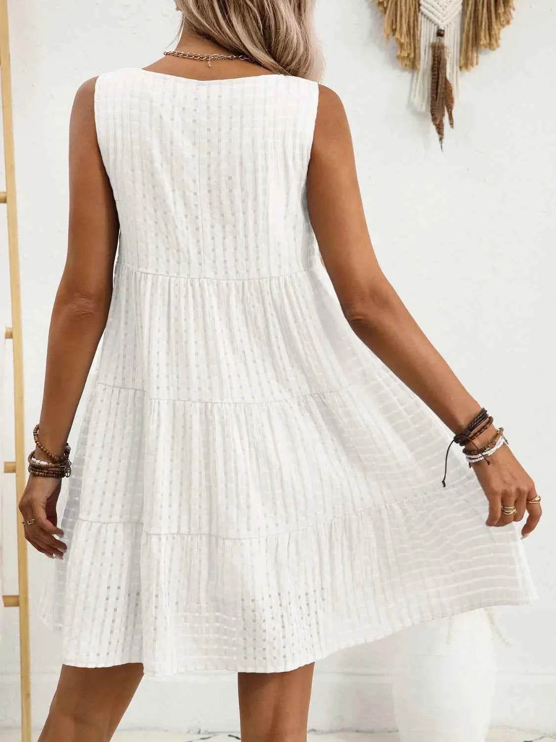 Plaid Round Neck Sleeveless Mini Dress for a perfect OOTD – dress to impress outfits from Amexza