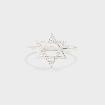 925 Sterling Silver Inlaid Zircon Hexagram Ring White for a perfect OOTD – dress to impress outfits from Amexza