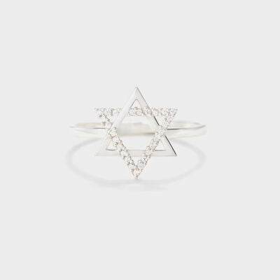 925 Sterling Silver Inlaid Zircon Hexagram Ring White for a perfect OOTD – dress to impress outfits from Amexza