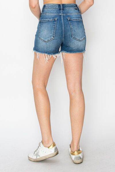 RISEN High Rise Raw Hem Distressed Denim Shorts for a perfect OOTD – dress to impress outfits from Amexza