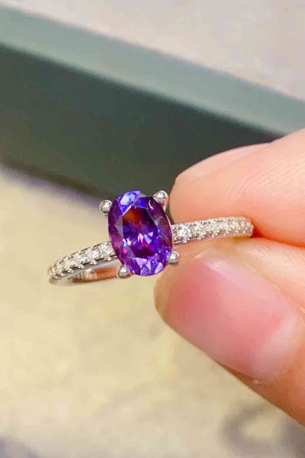 1 Carat Purple Moissanite 4-Prong Ring Purple for a perfect OOTD – dress to impress outfits from Amexza