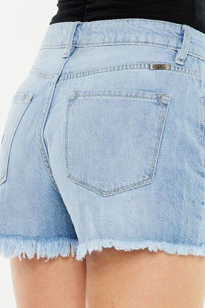 Kancan Raw Hem Distressed High Waist Denim Shorts for a perfect OOTD – dress to impress outfits from Amexza