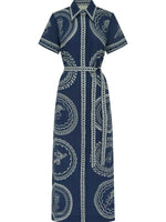 Printed Maxi Shirt Dress with Belt