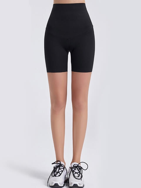 Wide Waistband Sports Shorts Black for a perfect OOTD – dress to impress outfits from Amexza